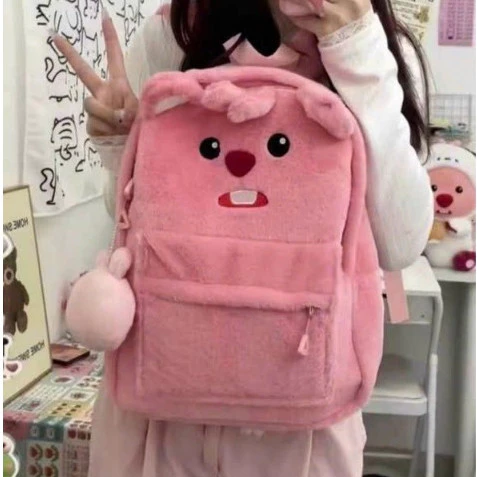 Balo Cặp sách đi học Loopy hồng cute phô mai que siêu xinh