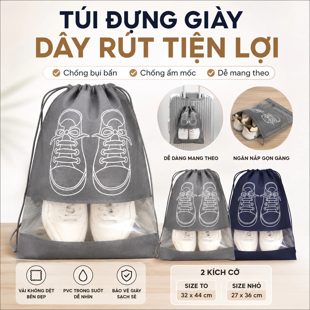 Túi vải đựng giày dép chống thấm nước size to tiện lợi