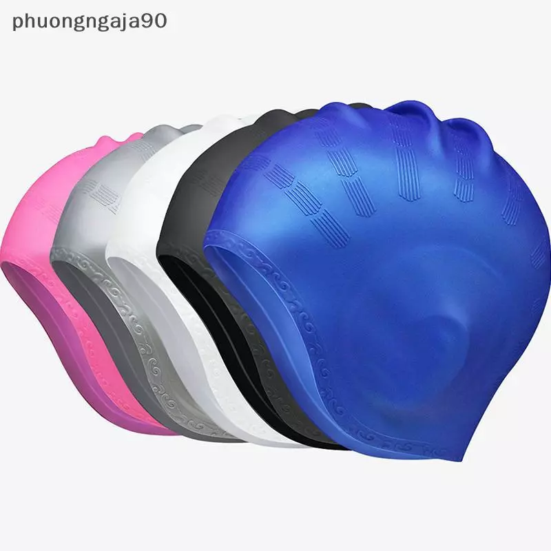 Người Lớn Đàn Hồi Cao Mũ Bơi Người Đàn Ông Phụ Nữ Không Thấm Nước Hồ Bơi Mũ Bảo Vệ Tai Dài Tóc Lớn Silicone Lặn Hat