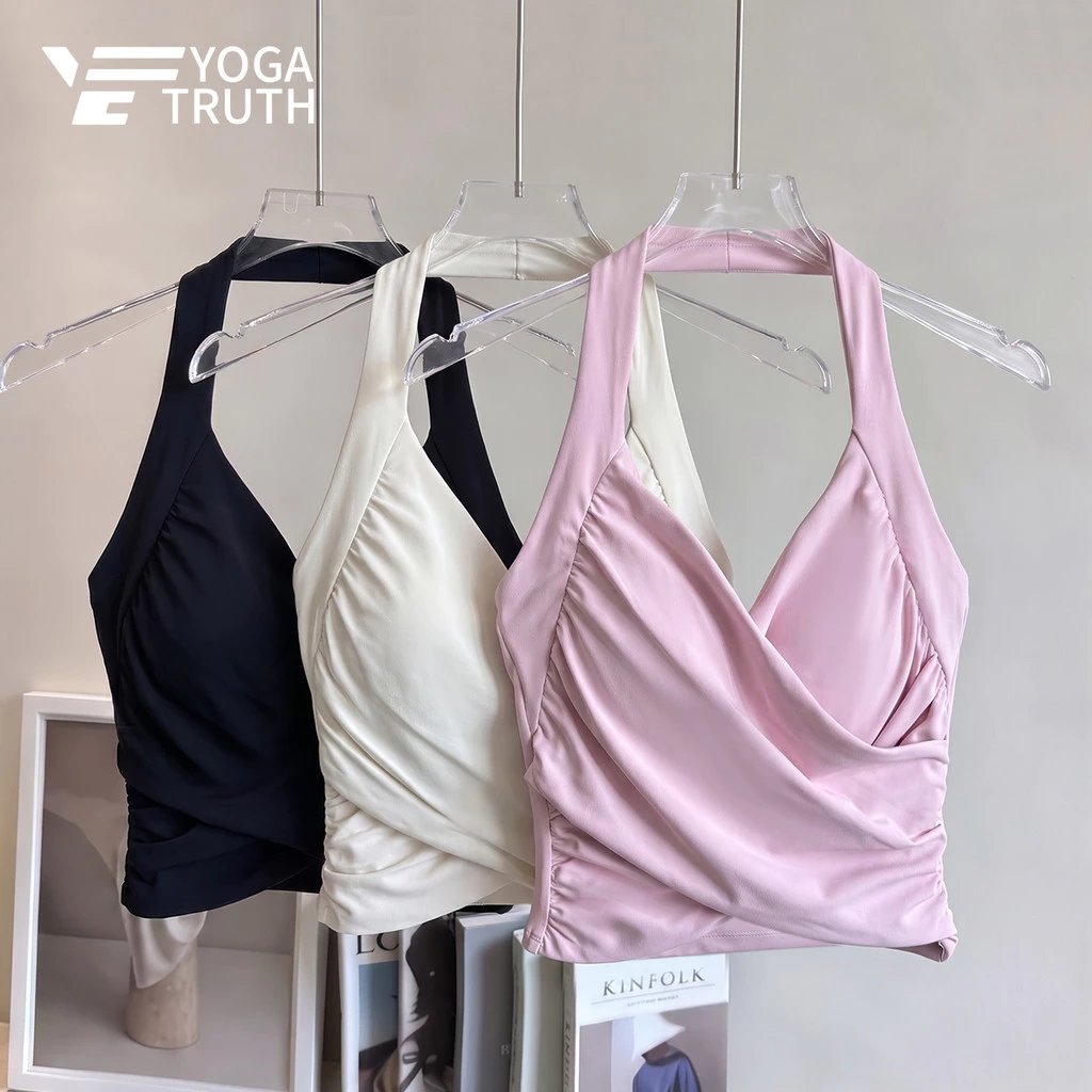 [YOGATRUTH] (Đệm cố định) Áo ngực thể thao Dây đeo chéo thời trang Áo ngực chống sốc Pilates Fitness