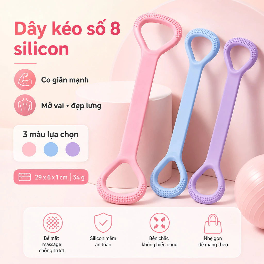 Dây tập yoga mini – Silicon mềm, dễ cầm, không trơn, tập lưng vai toàn thân tiện lợi