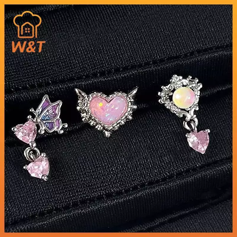 [W & T] Thời Trang Chuyển Màu Hồng Trái Tim Bướm Bông Tai Ngọt Ngào Tinh Tế Bướm Thả Bông Tai Xuyên Phụ Kiện Trang Sức Quà Tặng Mới