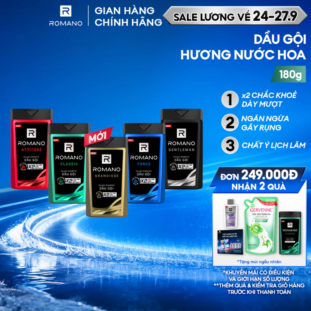 Dầu gội nam Romano hương Nước hoa nam 180g