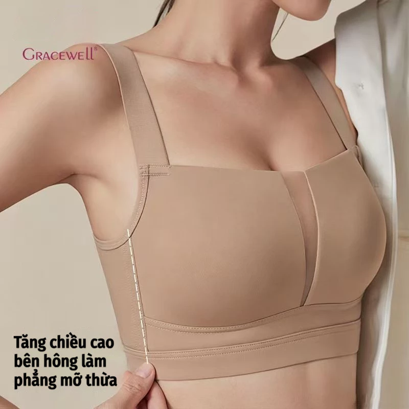 Áo ngực lưới mạng gợi cảm toàn cốc không gọng không đường may áo ngực cho ngực lớn giúp che ngực lớn
