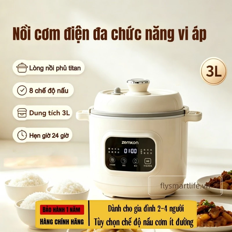Nồi áp suất điện Mini dùng tại nhà – Nồi cơm điện nhỏ cho 2-3 người – Dung tích 3L – Nồi bên trong phủ titan