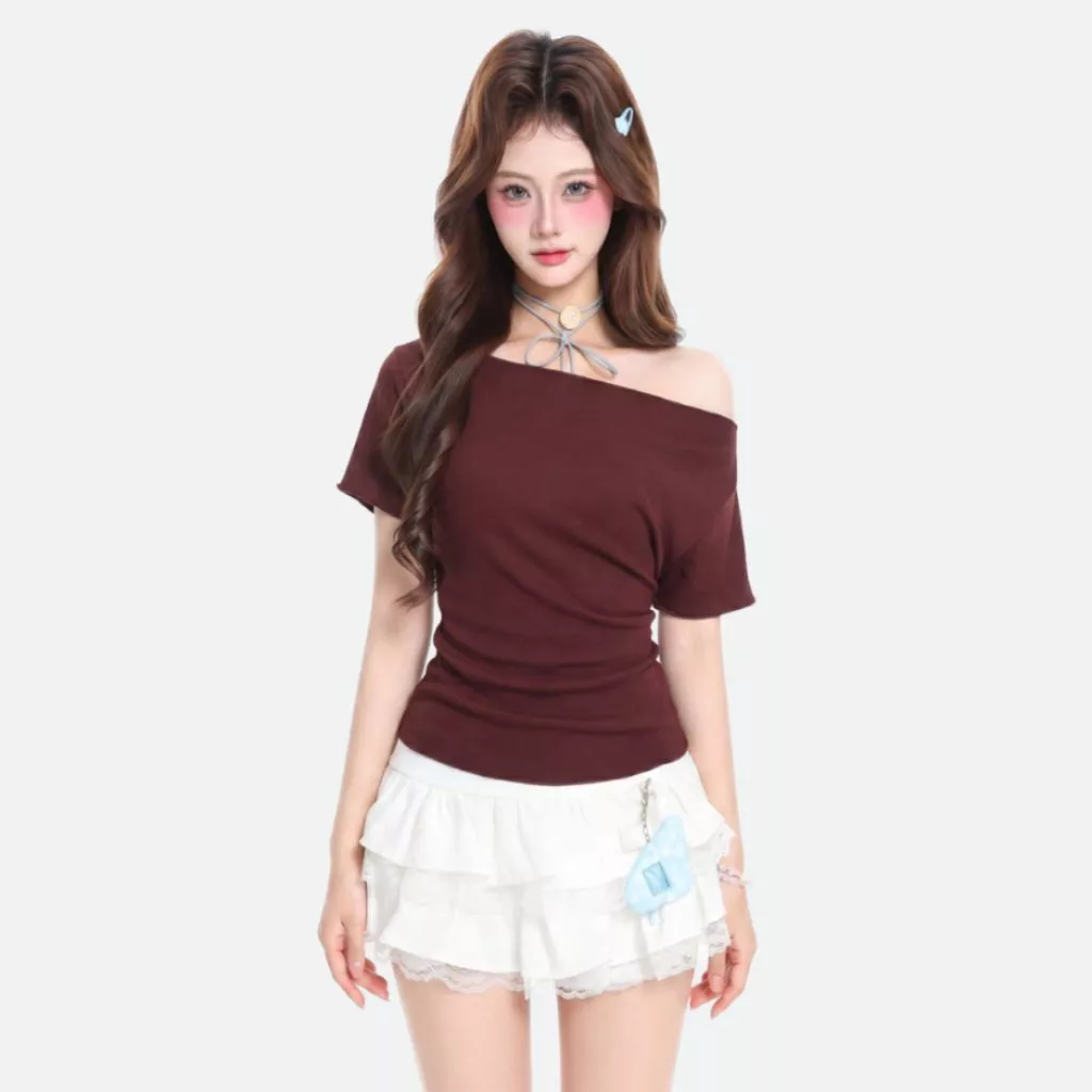 Áo Thun Nữ Kiểu Lệch Vai Tay Cánh Dơi Dây Buộc Nơ Sau Lưng A51600 - Fashion 73