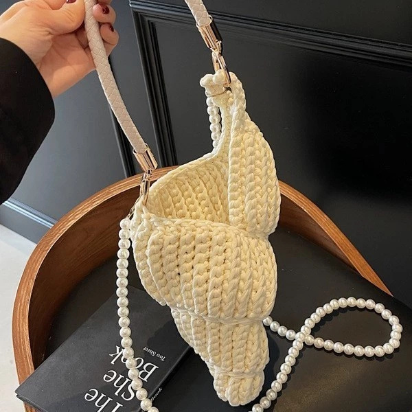 [Sản phẩm mới] Túi dệt Túi dệt tay nguyên chất Túi xách nữ bên bờ biển Vỏ ốc xà cừ Túi đeo vai Sản phẩm hoàn chỉnh Di động