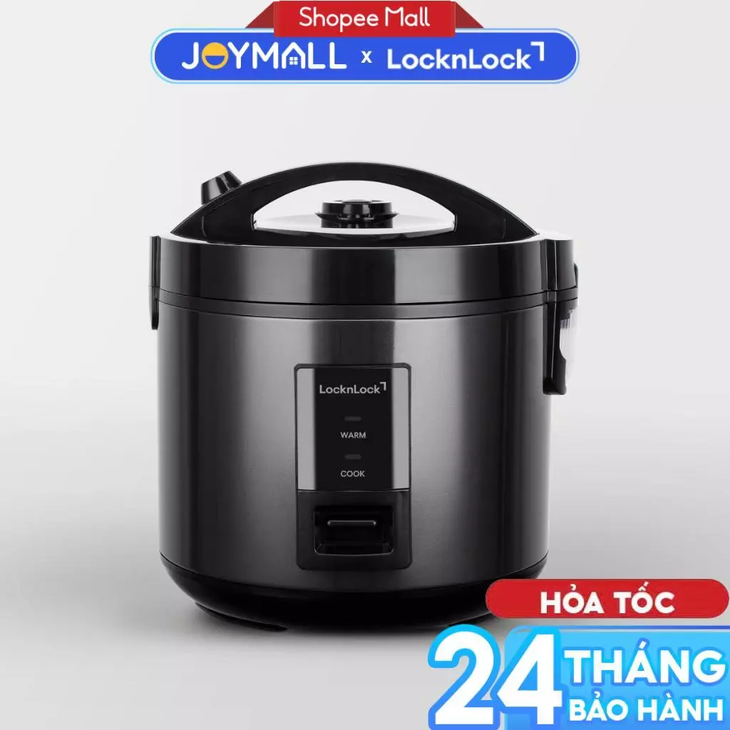 Nồi cơm điện LocknLock Daily rice cooker EJR472BLK 1.8L màu đen, hàng chính hãng, nấu chỉ 1 nút nhấn - JoyMall