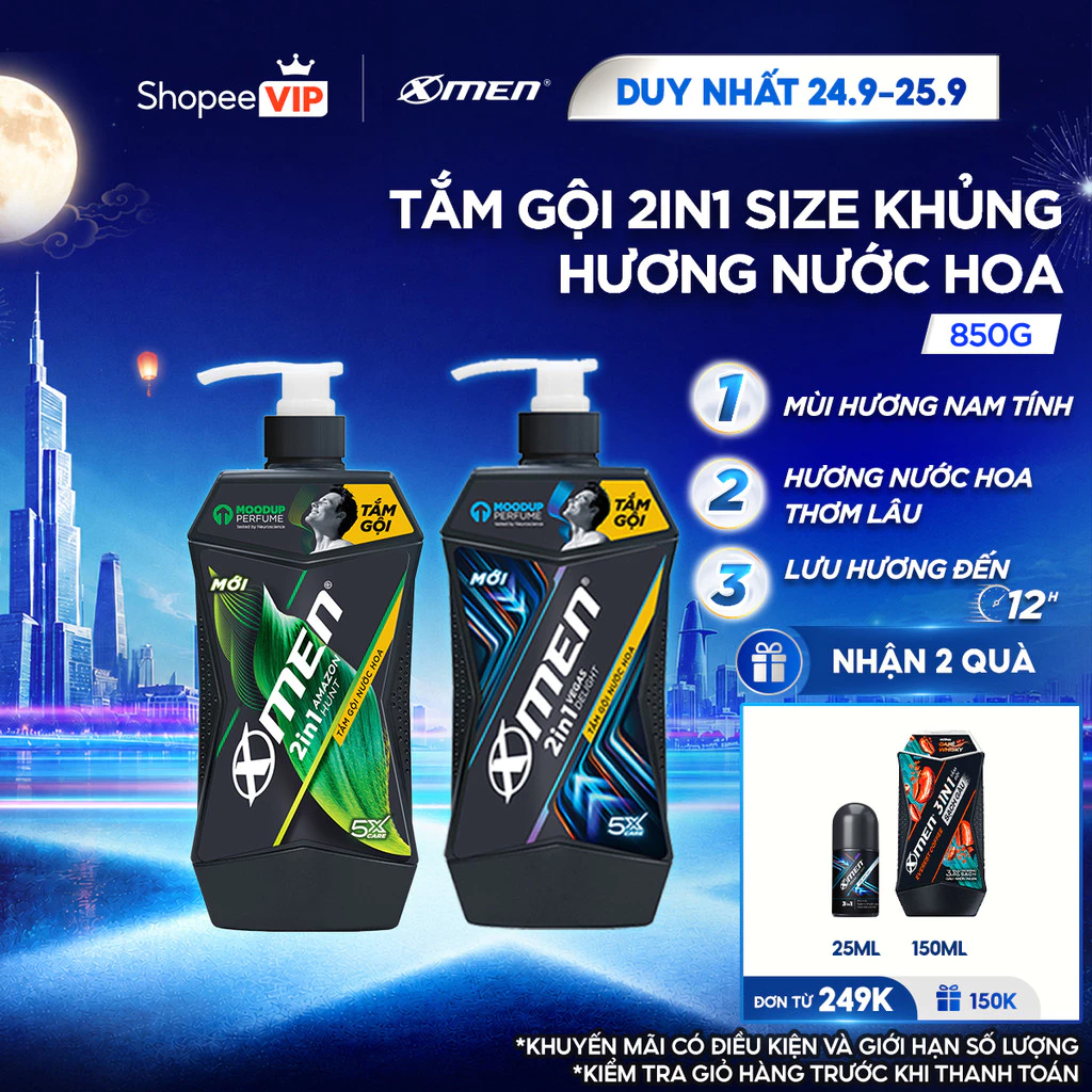 [SVIP] [MỚI] Tắm Gội XMen Amazon Hunt/Vegas Delight 630g/850g - Hương Nước Hoa Phong Trần