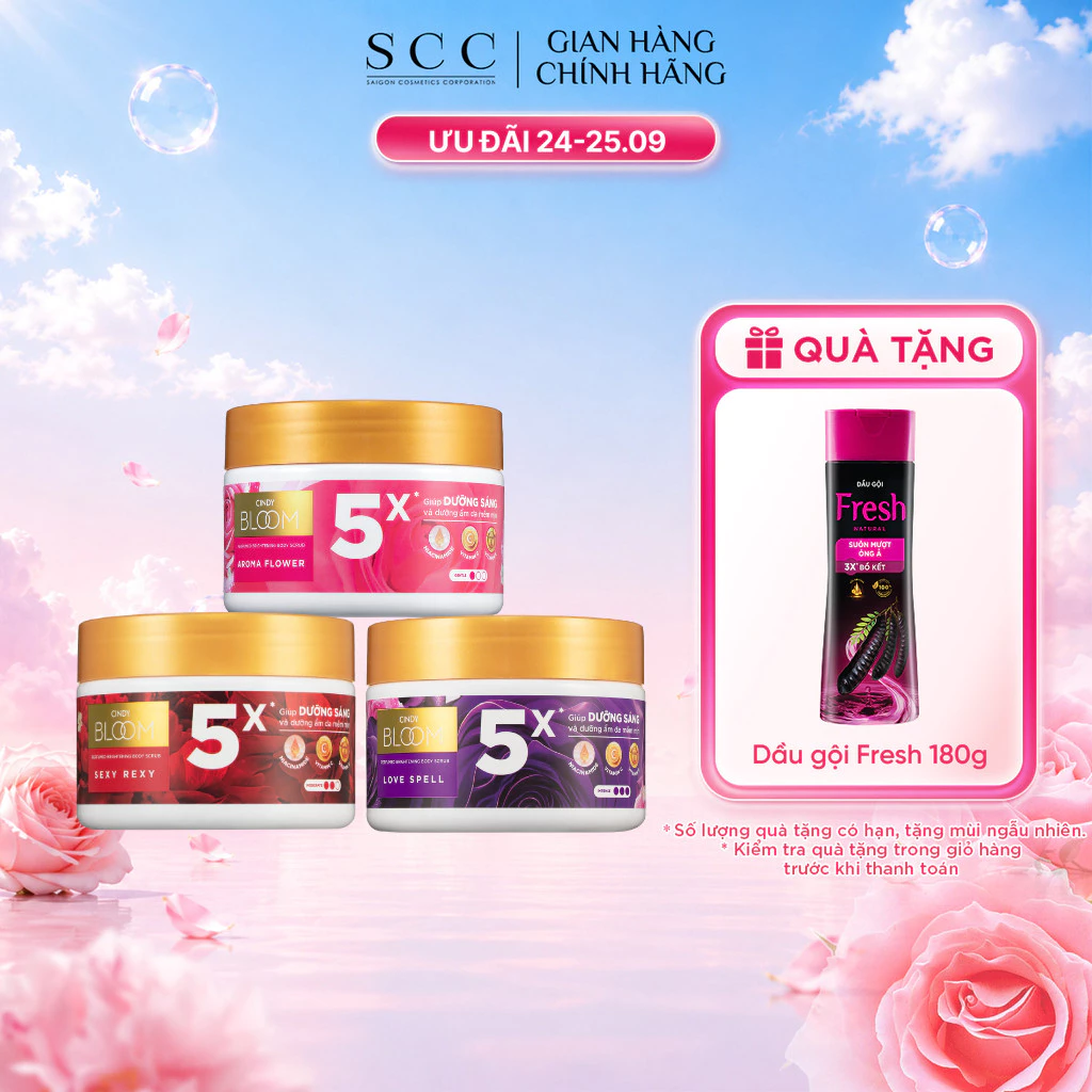 Tẩy Tế Bào Chết Hỗ Trợ Dưỡng Sáng Da Hương Nước Hoa Cindy Bloom 220g