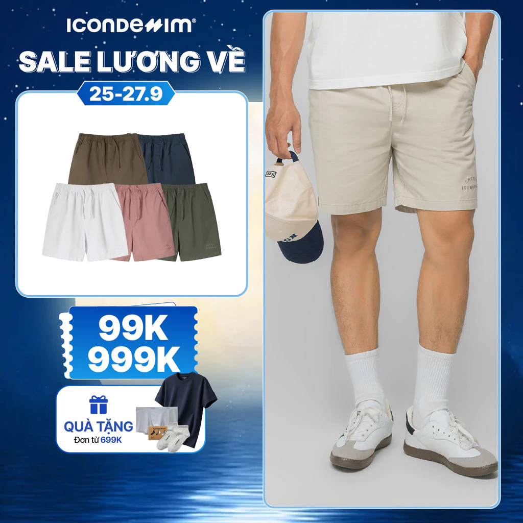 Quần Short Kaki Nam ICONDENIM Garment Dye Form Regular QSID0230