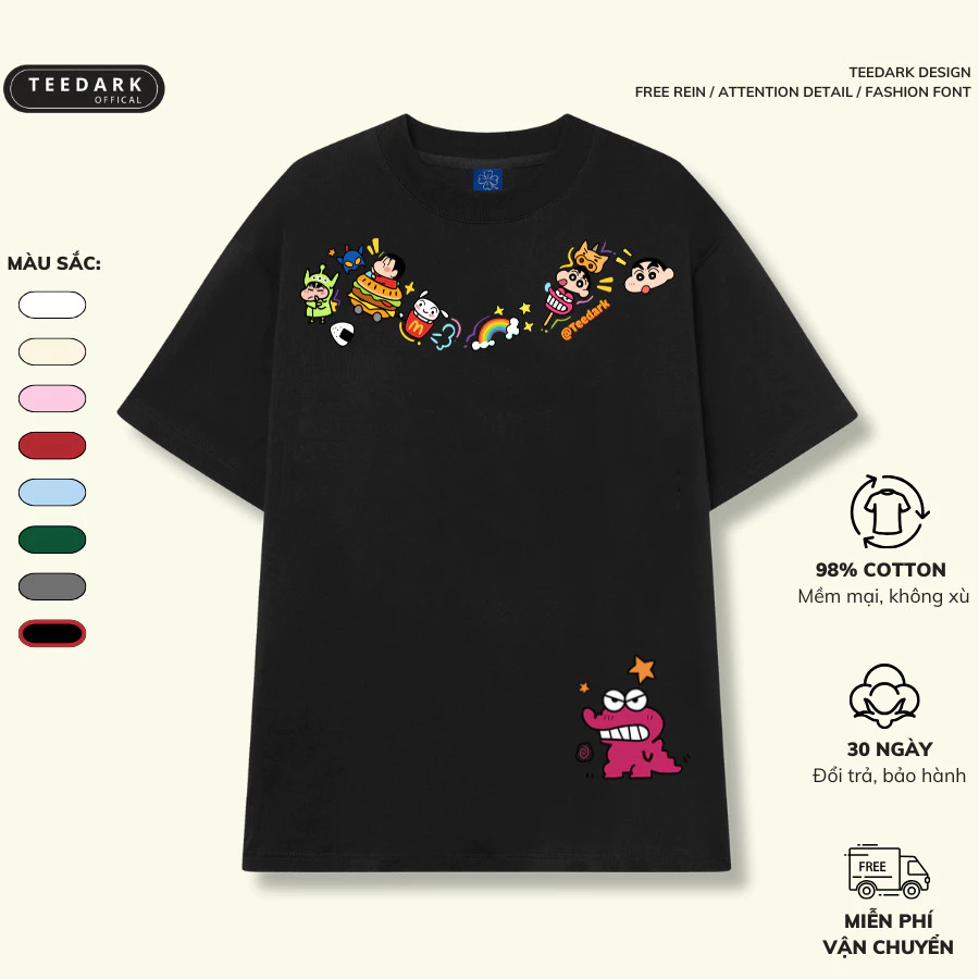 Áo Thun Nam Nữ, Áo Phông Unisex By TEEDARK Mã Vịt Mzi Crow Chất Cotton Mềm Mịn Form OverSize