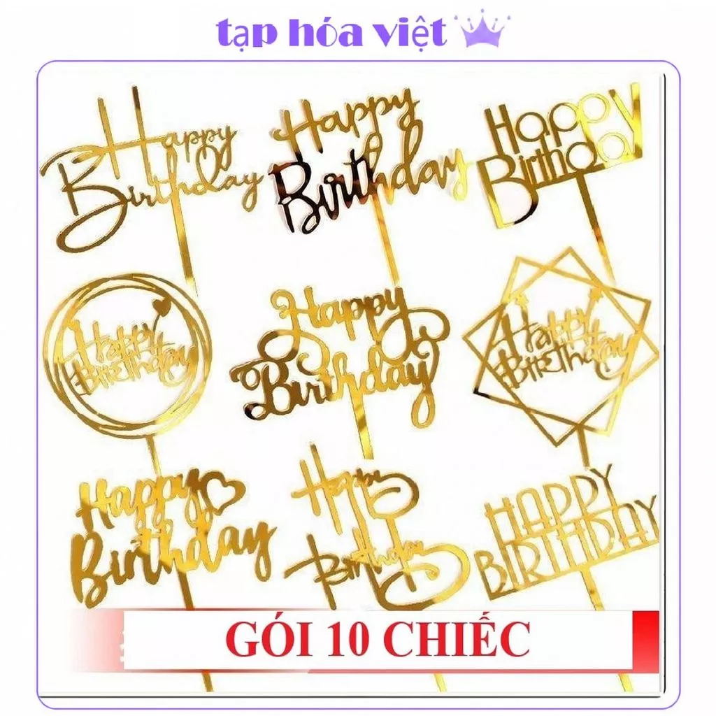 (2 GÓI = 20 CÁI) Tổng hợp mẫu MICA - Gói 10 Cắm Bánh Kem Trang Trí Bánh Sinh Nhật, Que Meka Gắn Bánh Trang Trí Tiệc