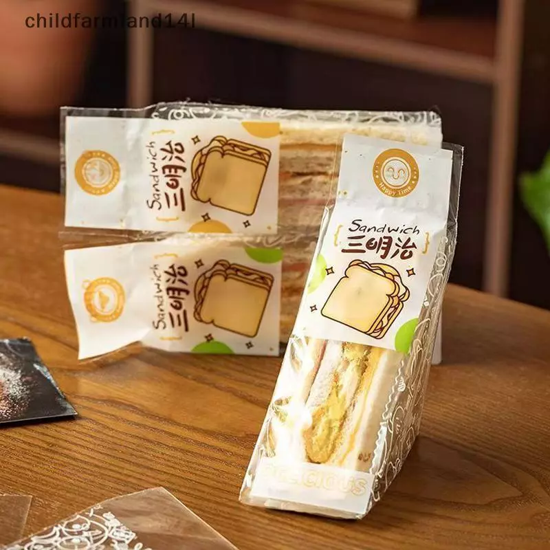 100 Chiếc Bánh Sandwich Bọc Đặc Biệt Dùng Một Lần Dễ Xé Trong Suốt Tam Giác Bánh Nướng Bánh Mì Túi Đựng