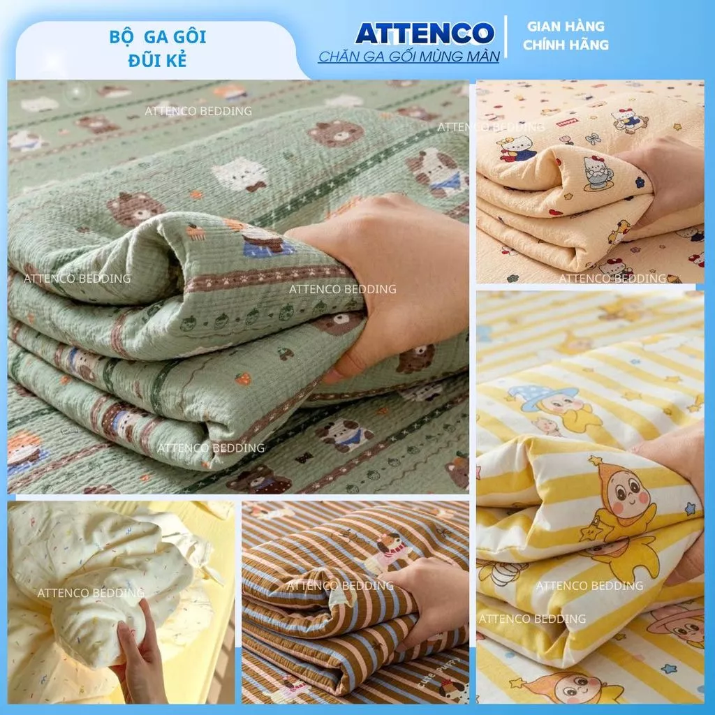 Ga Gối AT Cooling 3 Món Cotton Đũi Mềm Mịn – Ga Giường Mùa Hè Mát Lạnh, Chống Nóng