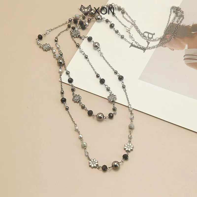 [XON] Vòng cổ áo len dài đính cườm Bohemian Vòng cổ dài có thể xếp chồng lên nhau thời trang dành cho nữ [Mina]