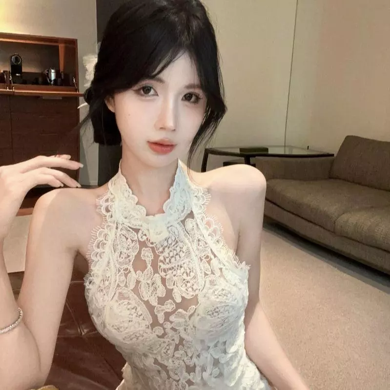 Pure Desire Ngọt Cay Hơi Trong Suốt Dây Cổ Ren Móc Vest Công Nghiệp Nặng Dây Slim-fit Slimer Nhìn Phù Hợp Với 40-62KG Cảm Giác Cao Cấp Hợp Thời Trang Đơn-We