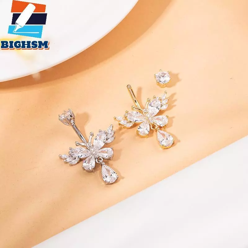 [BIGHSM] Nhẫn Rốn Bướm Thời Trang Cho Nữ Bé Gái Tinh Tế Zircon Pha Lê Bụng Nút Nhẫn Gợi Cảm Bụng Xuyên Cơ Thể Trang Sức Quà Tặng