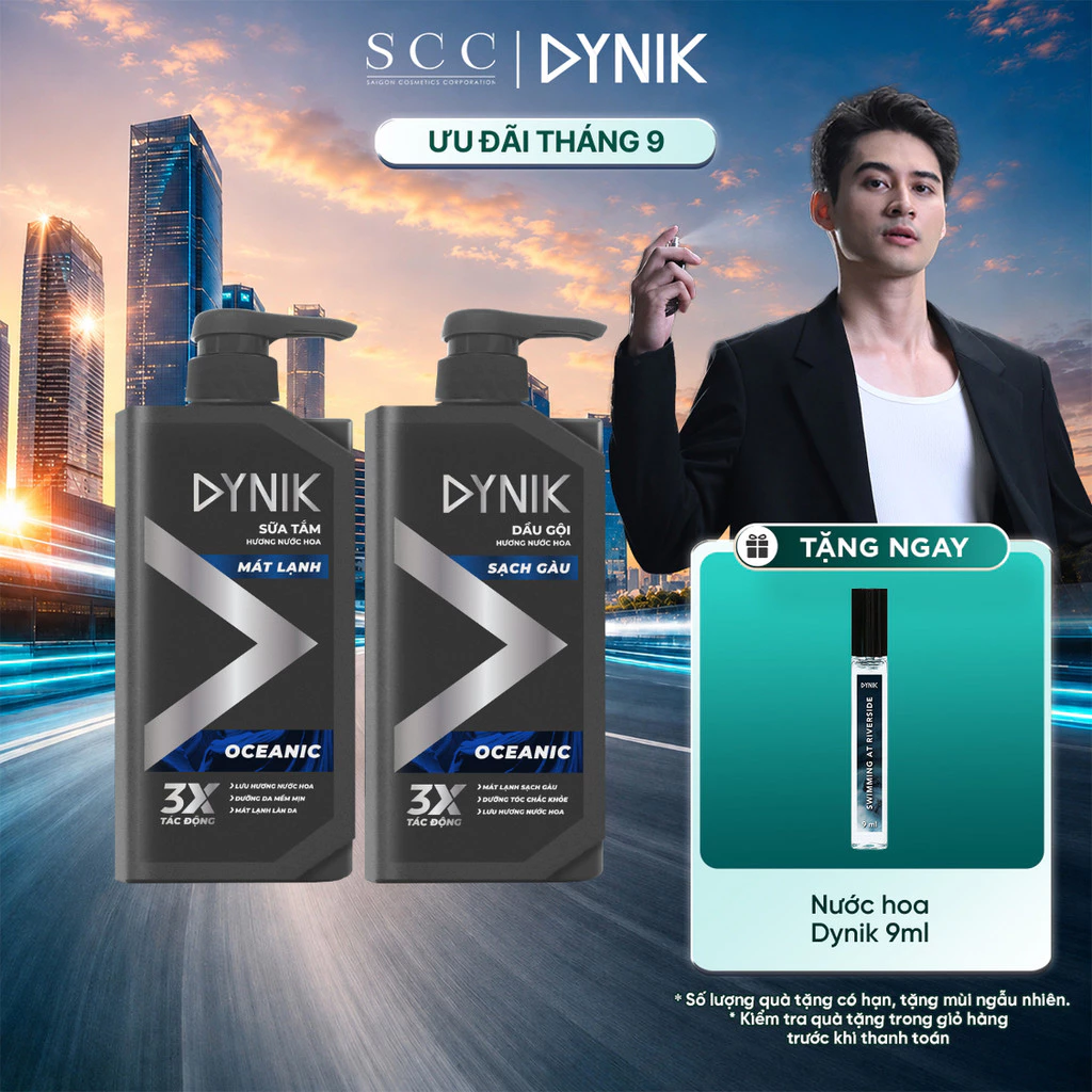 Combo Tắm Gội Nam DYNIK Hương Nước Hoa Cao Cấp 650g/Chai - Sạch Sâu Khóa Ẩm & Giúp Giảm Dầu Nhờn Sạch Gàu Mát Lạnh