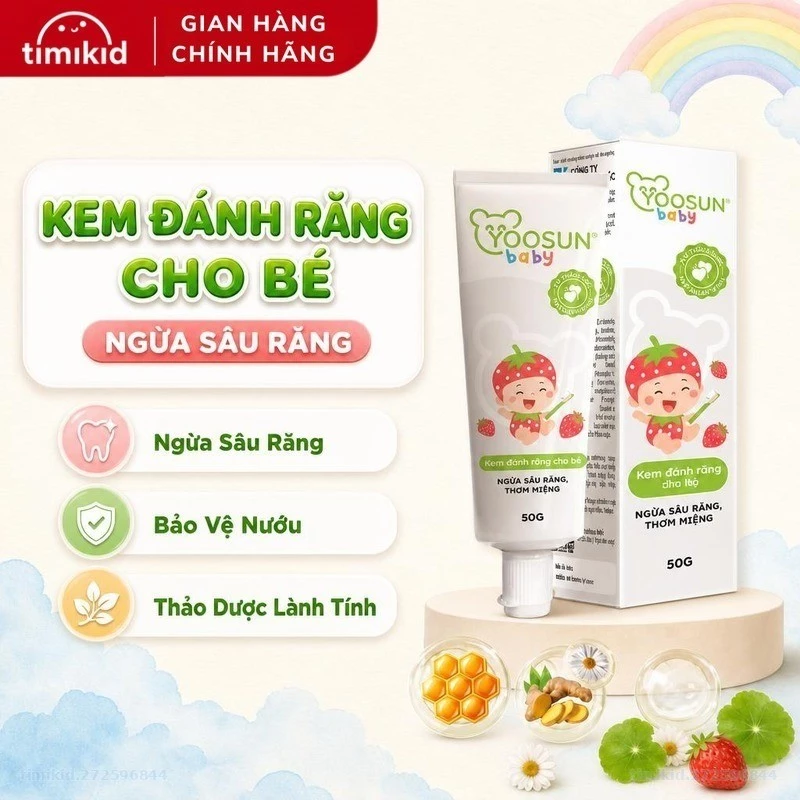 Kem Đánh Răng Yoosun Baby Làm Sạch Khử Mùi Hôi Miệng Bảo Vệ Men Răng Cho Bé - Tuýp 50g