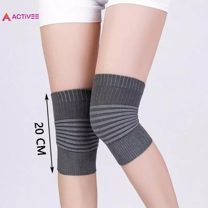 < Activee > Nẹp nén đầu gối thể thao Bla Stripe Miếng đệm đầu gối bằng vải Cotton co giãn mềm để phục hồi sau phẫu thuật Thiết bị hỗ trợ khớp Nice