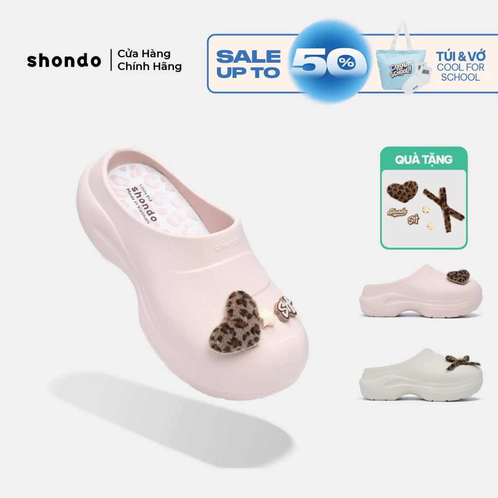 Dép Sục Mule Chic Nữ Shondo Bít Mũi Da Báo Đính Nơ Nhiều Màu