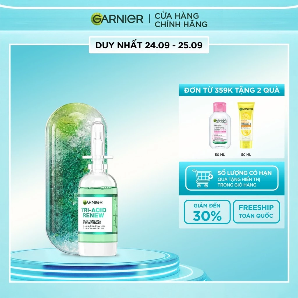 Serum Tri-Acid Garnier thế hệ mới 15% [PHA,AHA BHA ,NIACINAMIDE] giúp da trông sáng hơn láng hơn khỏe hơn - 20ml