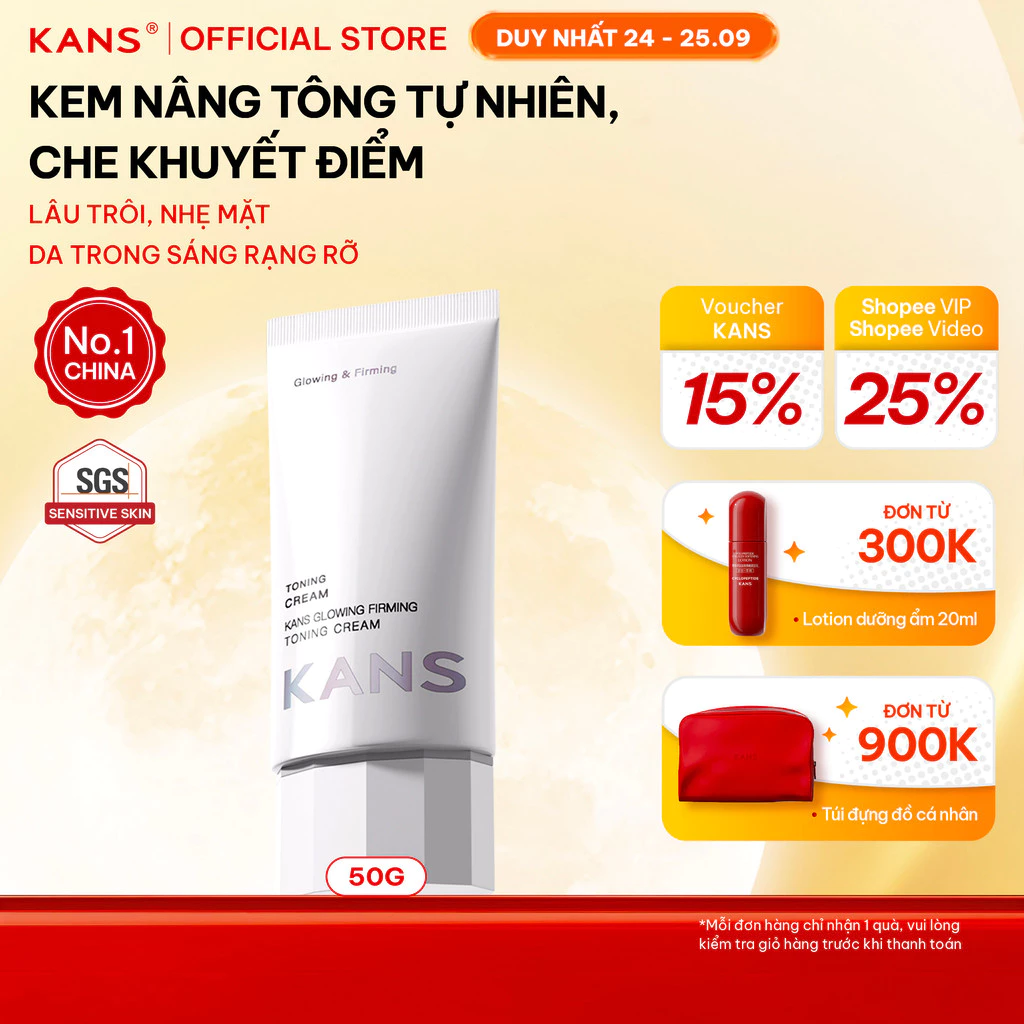 KANS Kem Nâng Tông Kem lười Makeup Dưỡng ẩm, Sáng Da, Che Khuyết Điểm Toning Cream 50g