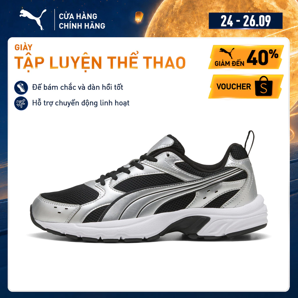 Giày Thể Thao PUMA Unisex Milenio Tech LT Black-Silver Màu Đen
