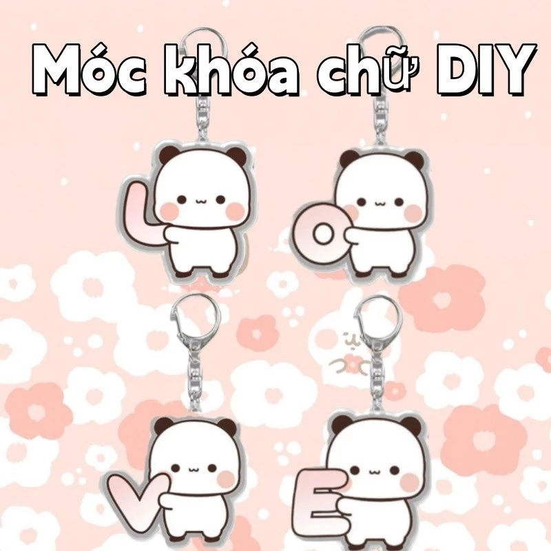 Móc Khoá dễ thương diy tên chữ cái cute chất liệu acrylic trong suốt quà tặng cặp đôi