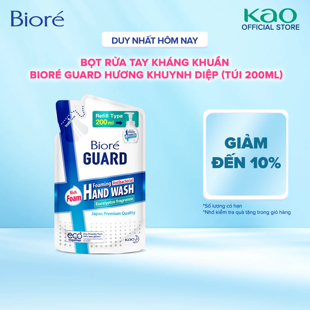 Biore Guard Bọt Rửa Tay Kháng Khuẩn - Hương Khuynh Diệp (Túi) 200ml