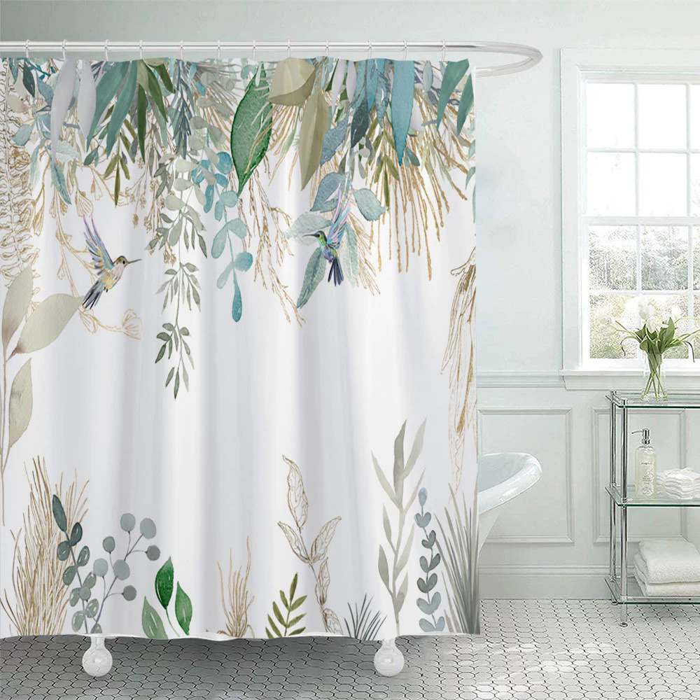 Gió Tự Nhiên Cây Tươi In Chim Rèm Tắm Chống Thấm Nước Polyester Phòng Tắm Vách Ngăn