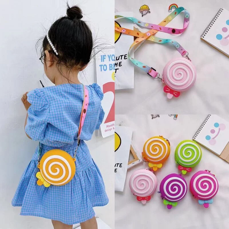 Trẻ Em Lollipop Silicon Túi Nhỏ Hoạt Hình Thời Trang Túi Messenger Trẻ Em Dễ Thương Túi Đeo Vai Nhỏ Bé Gái Công Chúa Đồng Xu