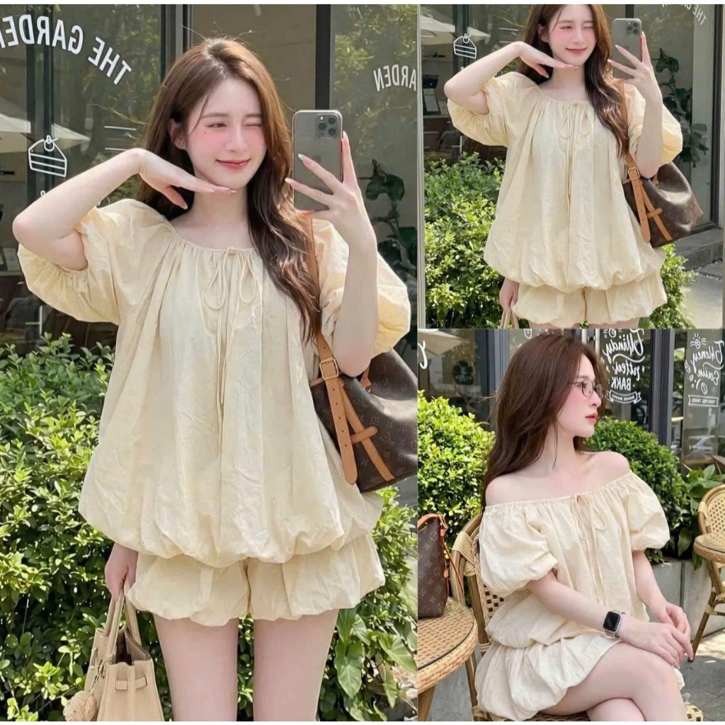 Sét bộ đồ nữ  Trễ Vai BABYDOLL TIỂU THƯ dáng Bồng bềnh Phong cách thời trang hiện đại CAMASTORE M41A
