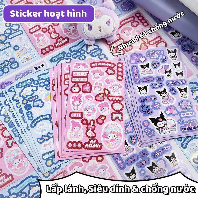 Sticker Trang Trí Laptop Văn Phòng Cho Bé Gái Dễ Thương Laser Chống Nước Hoạt Hình DIY Cute