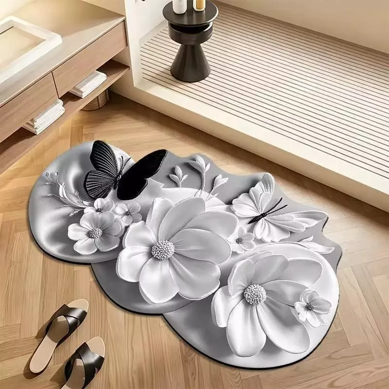 [Sản phẩm mới] Thảm trải sàn chống trượt hình bướm hình ảnh âm thanh nổi 3D Phòng tắm thấm nước Thảm trải sàn bùn tảo cát mài mòn