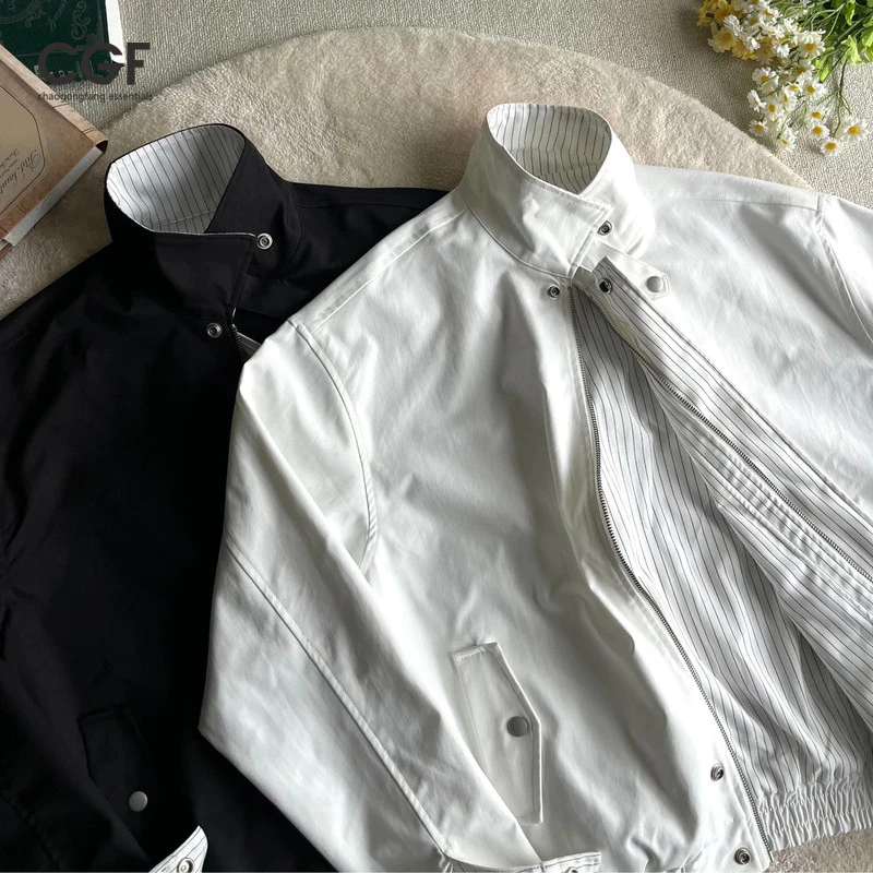 Áo khoác Harrington có thể đảo ngược Áo khoác nam mùa thu cổ điển Áo khoác ngoài ngắn thông thường