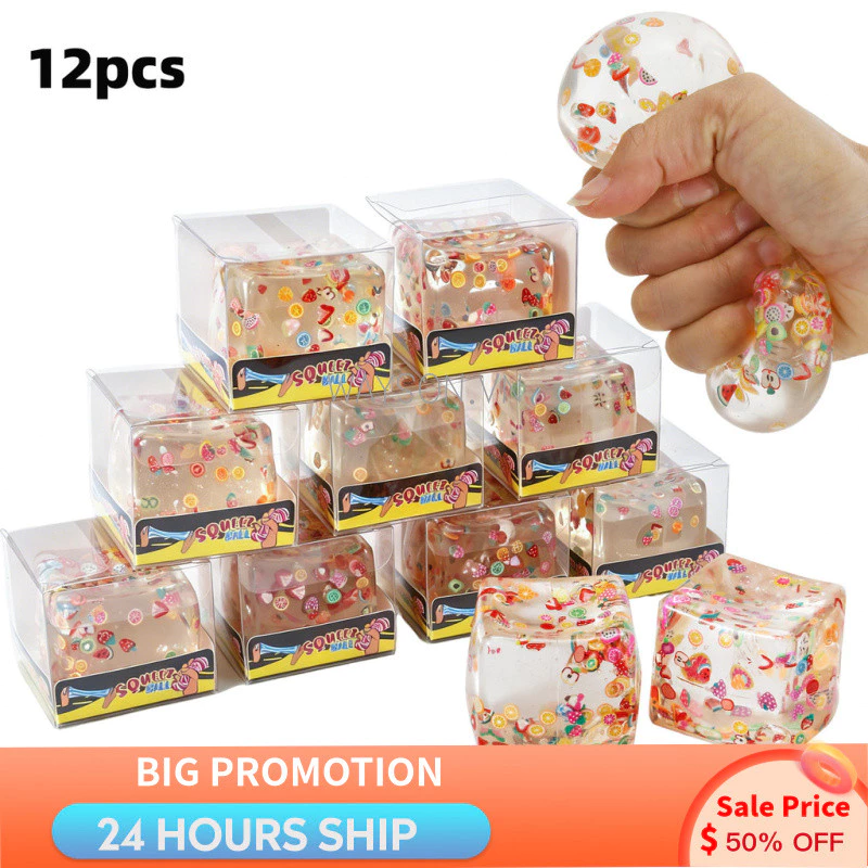 {READY STOCK} Fruit Slices Cube Maltose Pinch Đồ chơi âm nhạc Giải nén Lỗ thông hơi Đồ chơi giải nén phục hồi chậm