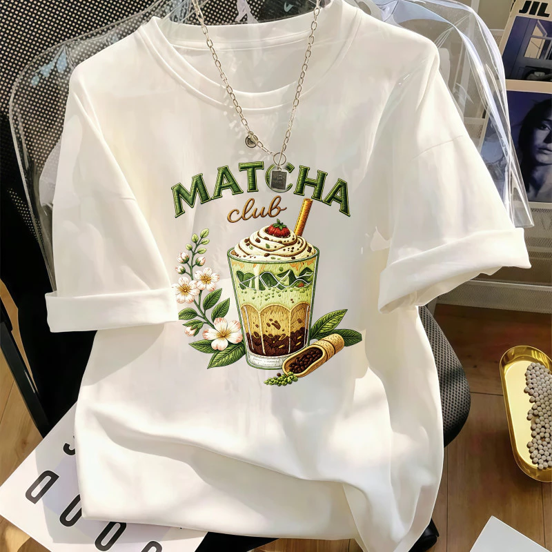 Áo thun nữ cổ tròn form rộng cotton thoáng mát in họa tiết thời trang basic mặc hàng ngày phối đồ dễ size S‑XXXL#0005