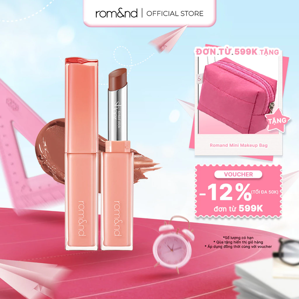 [Rom&nd] Son thỏi mềm mịn bền màu Hàn Quốc Romand Sheer Tinted Stick