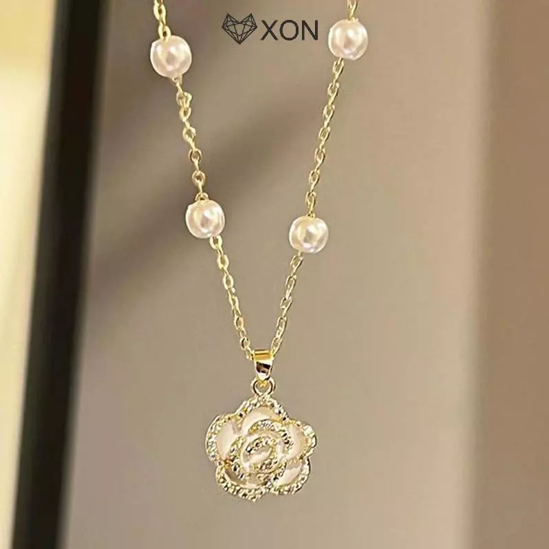 [XON] Mặt dây chuyền hoa trà tráng men thời trang Nelace dành cho nữ Trang sức Phụ kiện dự tiệc [Mina]