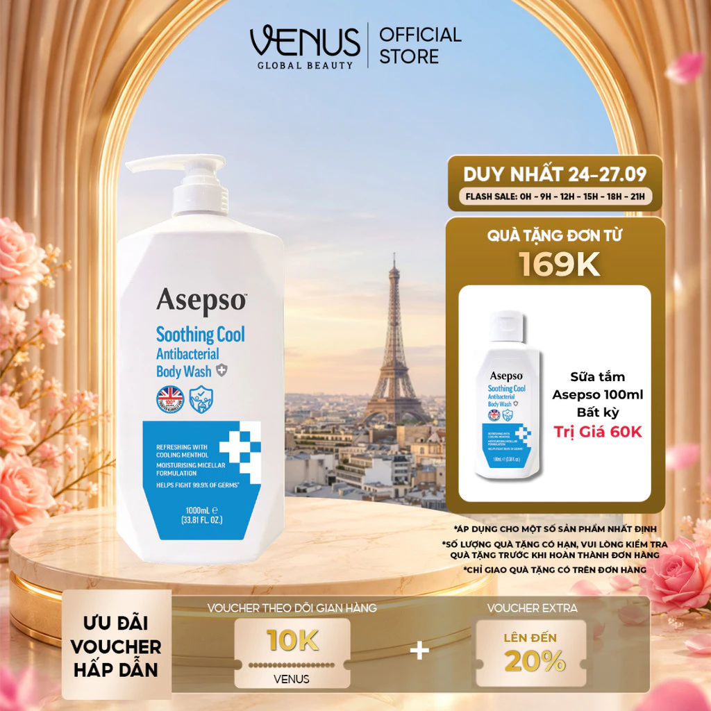 [LIVE ĐỘC QUYỀN] [MUA LÀ CÓ QUÀ] Sữa Tắm Kháng Khuẩn ASEPSO 1000ml Hỗ Trợ Sạch Sâu Dưỡng Da 5 Phân Loại Mùi Hương