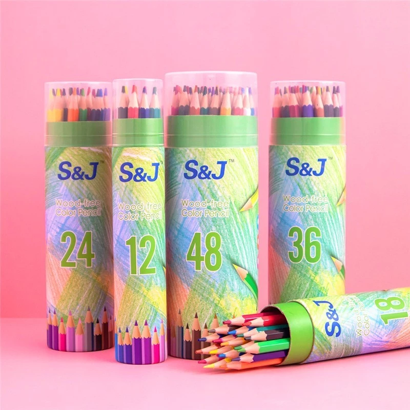 Bút chì màu dầu 12-24-36-48 màu hộp đựng cho bé - Bộ bút chì màu vẽ tranh đồ dùng học tập tiểu học