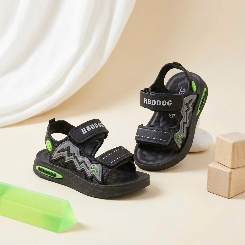 Dép Sandal Đi Học Cho Bé Trai Cao Cấp Mềm Êm Chân , Chống Trơn, Quai Dán Tiện Lợi | Size Cho Bé 3–10 Tuổi