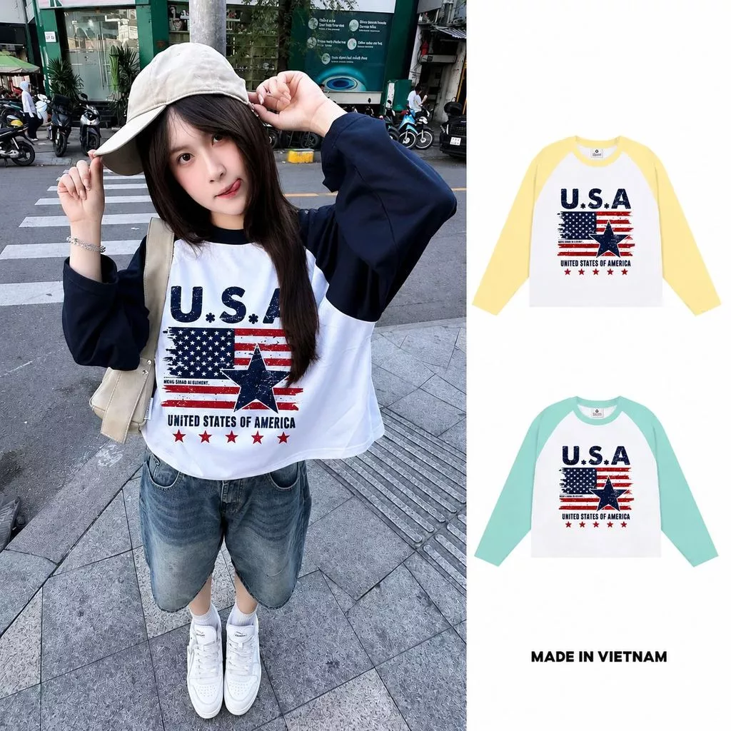 Áo Thun Boxy Raglan Tay Dài Nam Nữ Unisex, Áo Phông Form Rộng Oversize Cổ Tròn BST Street Style Phong Cách Hàn Quốc