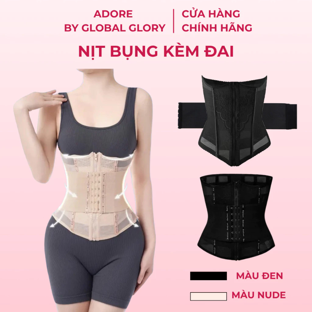 [KOC] Gen Bụng Kèm Đai Bản Nâng Cấp Adore Siết Eo Tạo Cơ Định Hình Eo Co Giãn 4 Chiều Chính Hãng