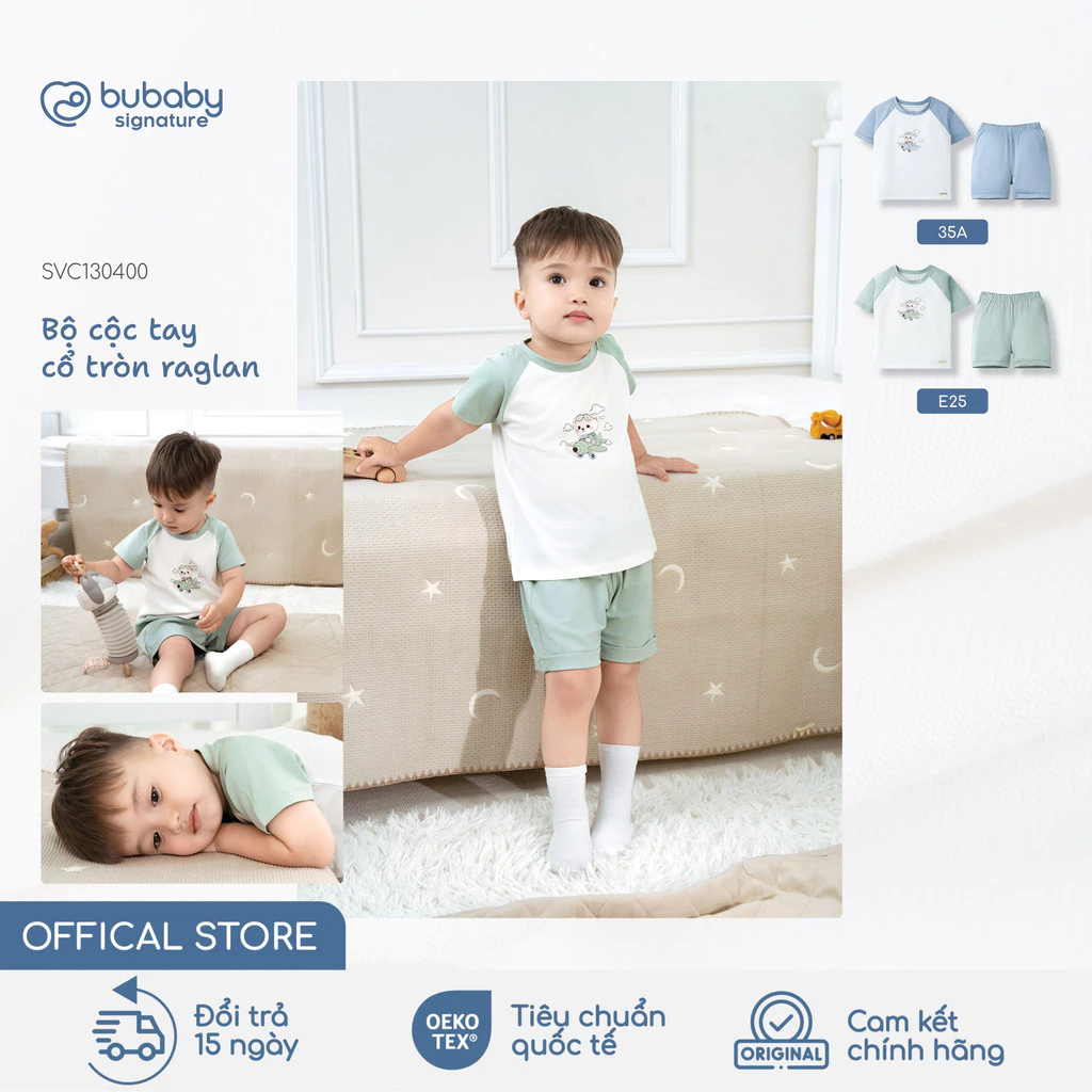 Bộ quần áo cộc tay in hình Chibi BU Baby, bộ đồ cộc tay trẻ em, bộ cộc bé trai bé gái | SVC130400