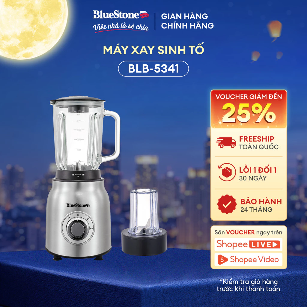 Máy Xay Sinh Tố BlueStone BLB-5341 | 1.5 Lít – 600W – Cối Thủy Tinh Chịu Lực – Xay Mạnh, Bền Bỉ – Bảo Hành 2 Năm