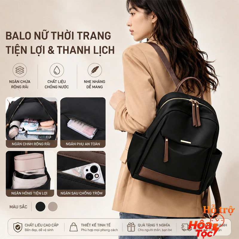 Balo mini nữ kèm tay xách đa năng vải cao cấp chống nước nhiều ngăn đựng cho mẹ bỉm sữa.b2366