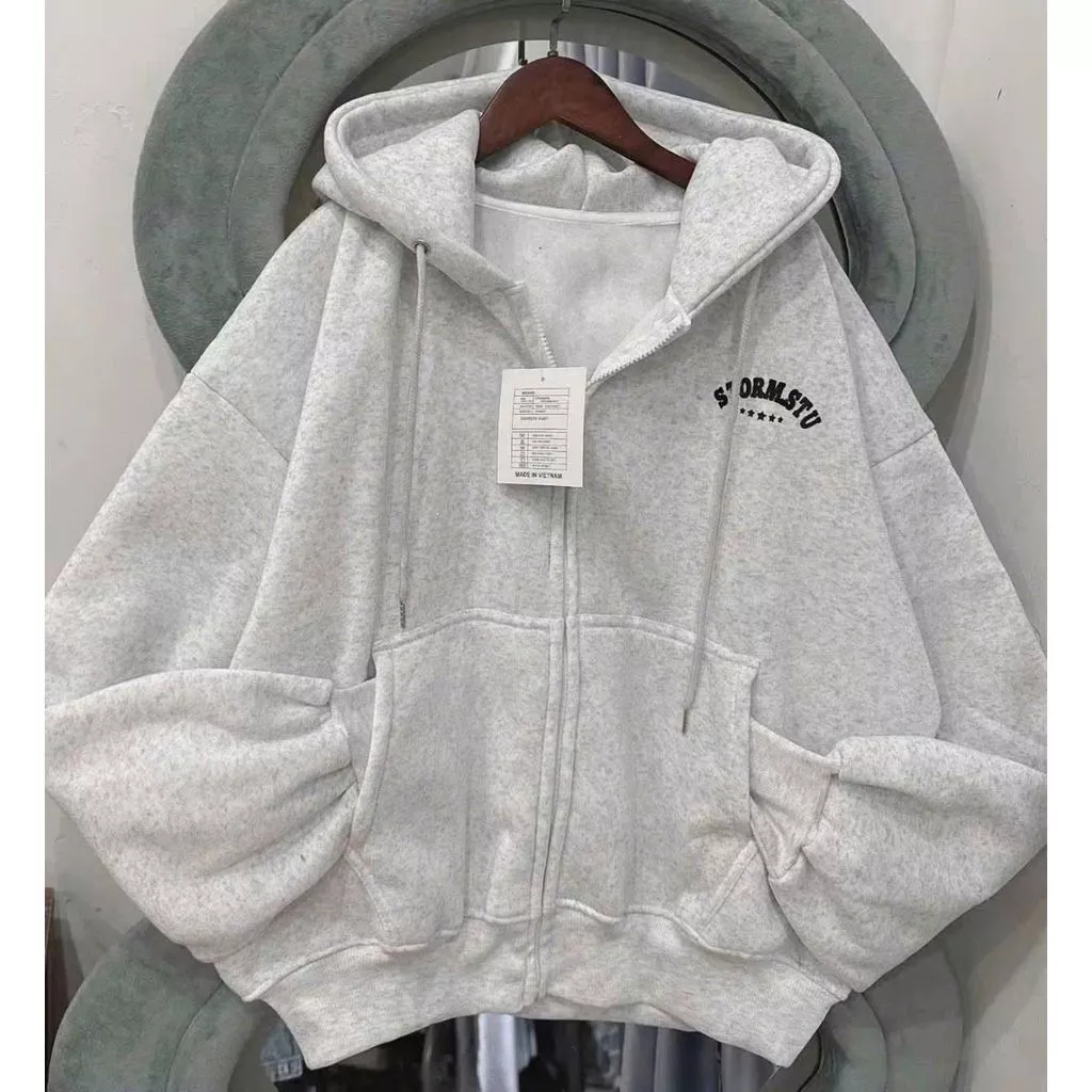 Áo Khoac Hoodie Zip Thêu Chất Nỉ Dày Dặn Form Rộng Unisex Xả Hàng BBBER" -thubio998